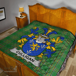 Scottish Culligan Or Mccolgan Irish Coat of Arms Family Crest Quilt Irish National Tartan Irish County Quilts
