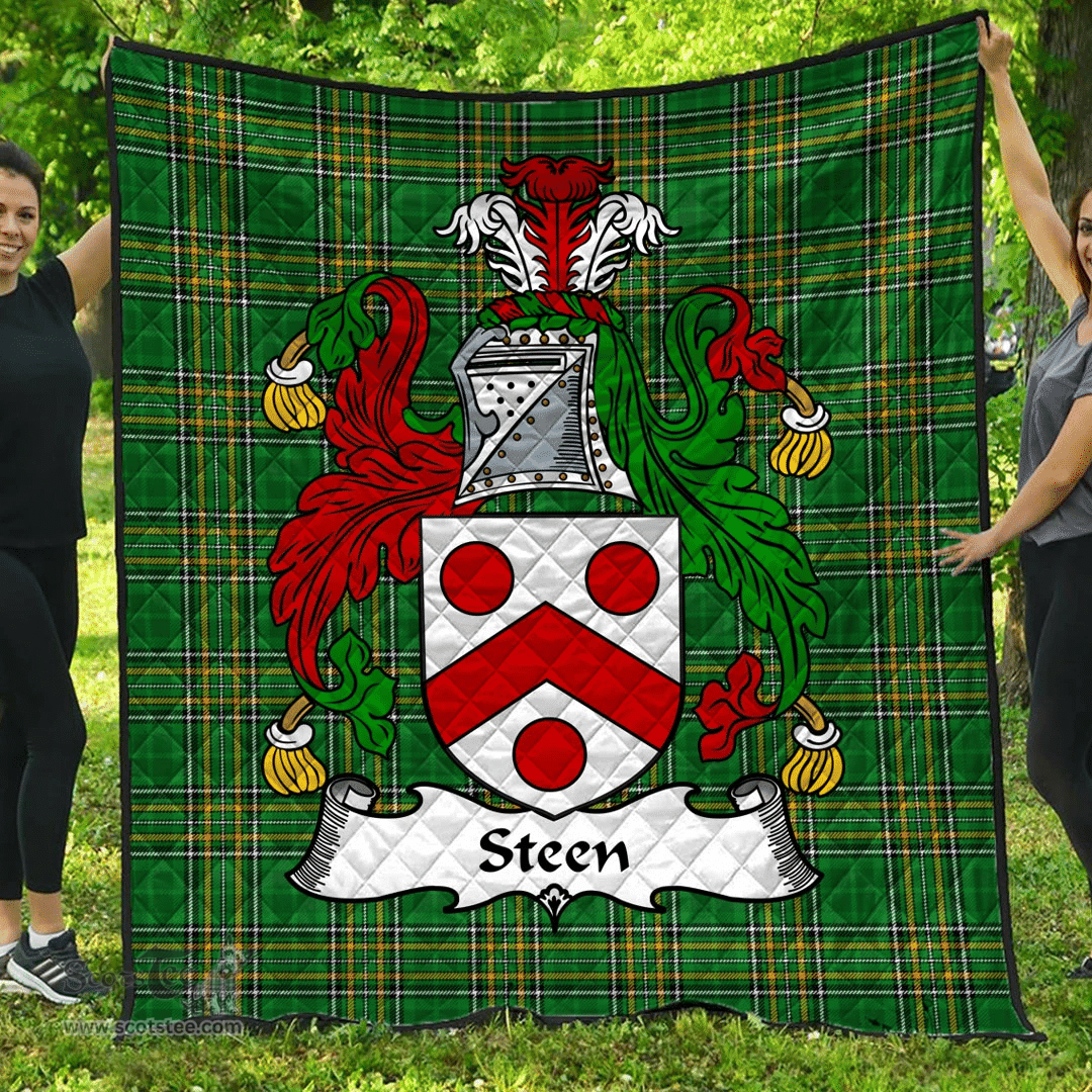 Scottish Steen Irish Coat of Arms Family Crest Quilt Irish National Tartan Irish County Quilts