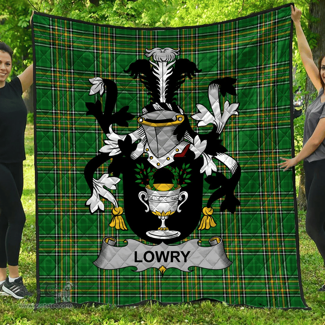 Scottish Lowry Or Lavery Irish Coat of Arms Family Crest Quilt Irish National Tartan Irish County Quilts