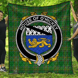 Scottish House Of O'Hickey Irish Coat of Arms Family Crest Quilt Irish National Tartan Irish County Quilts