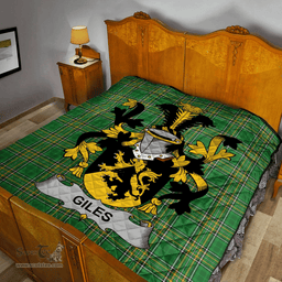 Scottish Giles Or Gyles Irish Coat of Arms Family Crest Quilt Irish National Tartan Irish County Quilts