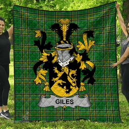 Scottish Giles Or Gyles Irish Coat of Arms Family Crest Quilt Irish National Tartan Irish County Quilts