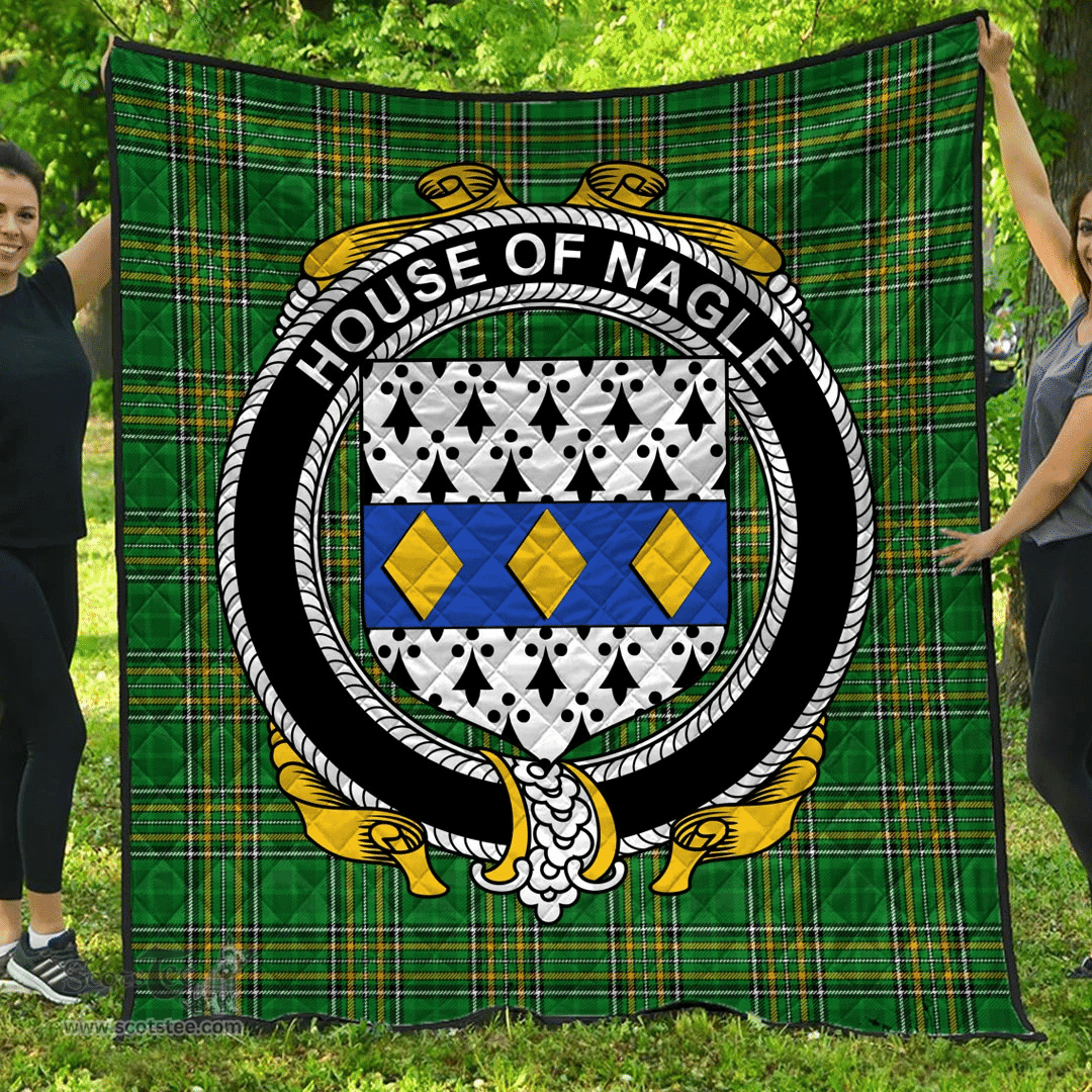 Scottish House Of Nagle Irish Coat of Arms Family Crest Quilt Irish National Tartan Irish County Quilts