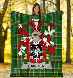 Scottish Lawder or Lauder Coat of Arms Family Crest Ireland Blanket Irish National Tartan Irish County Blanket