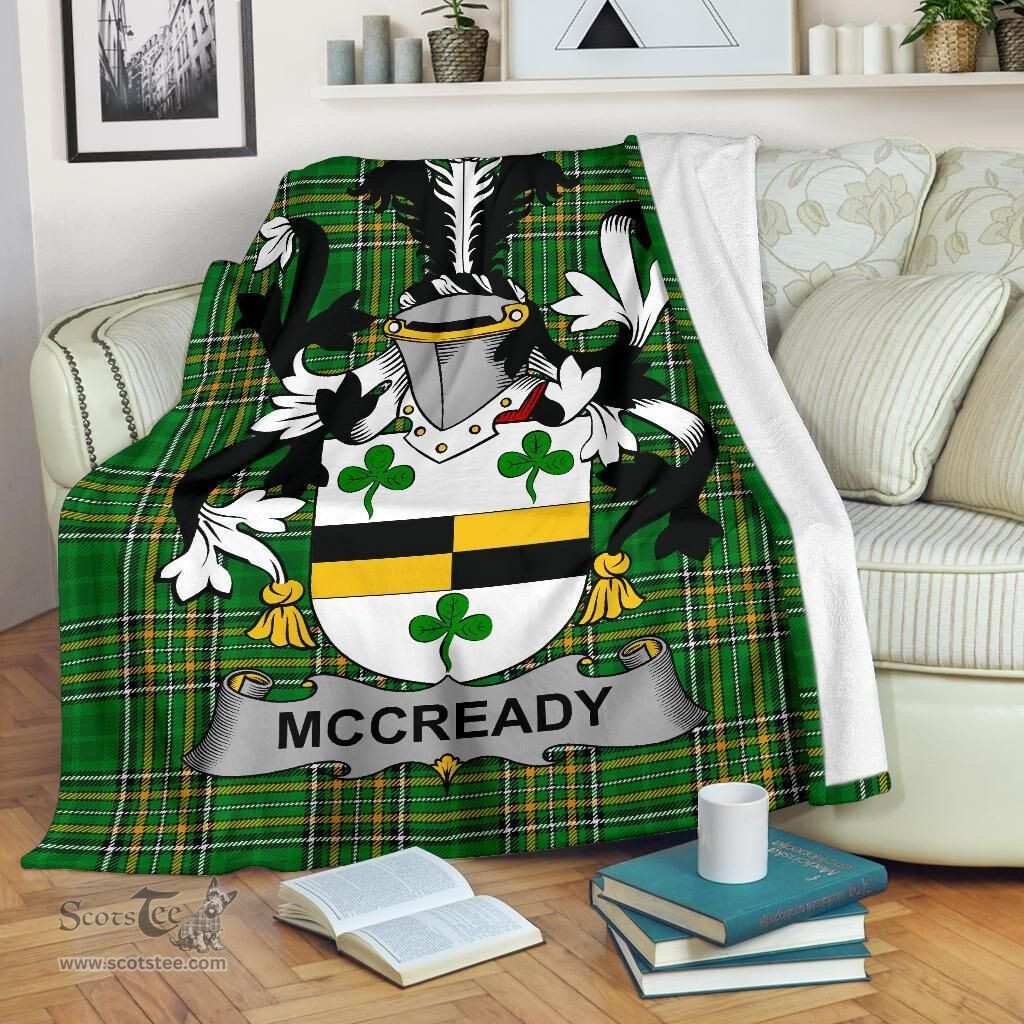 Scottish McCready or McCreadie Coat of Arms Family Crest Ireland Blanket Irish National Tartan Irish County Blanket