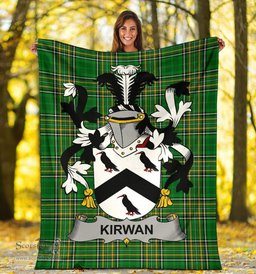 Scottish Kirwan or O'Kerwin Coat of Arms Family Crest Ireland Blanket Irish National Tartan Irish County Blanket