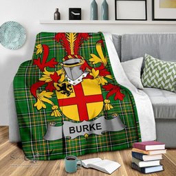 Scottish Burke Coat of Arms Family Crest Ireland Blanket Irish National Tartan Irish County Blanket