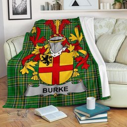 Scottish Burke Coat of Arms Family Crest Ireland Blanket Irish National Tartan Irish County Blanket