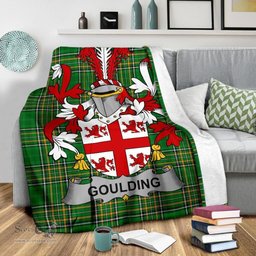 Scottish Goulding or O'Goillin Coat of Arms Family Crest Ireland Blanket Irish National Tartan Irish County Blanket