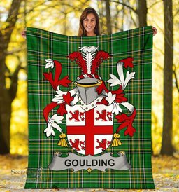 Scottish Goulding or O'Goillin Coat of Arms Family Crest Ireland Blanket Irish National Tartan Irish County Blanket