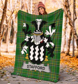 Scottish Stafford Coat of Arms Family Crest Ireland Blanket Irish National Tartan Irish County Blanket