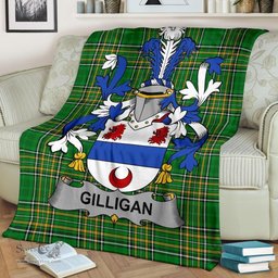 Scottish Gilligan or McGilligan Coat of Arms Family Crest Ireland Blanket Irish National Tartan Irish County Blanket