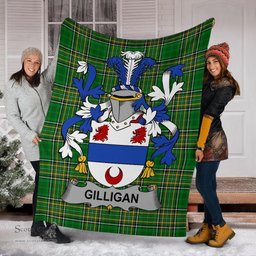 Scottish Gilligan or McGilligan Coat of Arms Family Crest Ireland Blanket Irish National Tartan Irish County Blanket