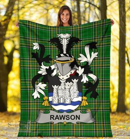 Scottish Rawson Coat of Arms Family Crest Ireland Blanket Irish National Tartan Irish County Blanket