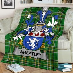 Scottish Wheatley Coat of Arms Family Crest Ireland Blanket Irish National Tartan Irish County Blanket