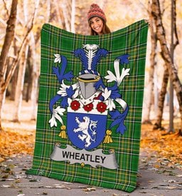 Scottish Wheatley Coat of Arms Family Crest Ireland Blanket Irish National Tartan Irish County Blanket
