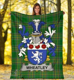 Scottish Wheatley Coat of Arms Family Crest Ireland Blanket Irish National Tartan Irish County Blanket