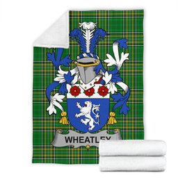 Scottish Wheatley Coat of Arms Family Crest Ireland Blanket Irish National Tartan Irish County Blanket