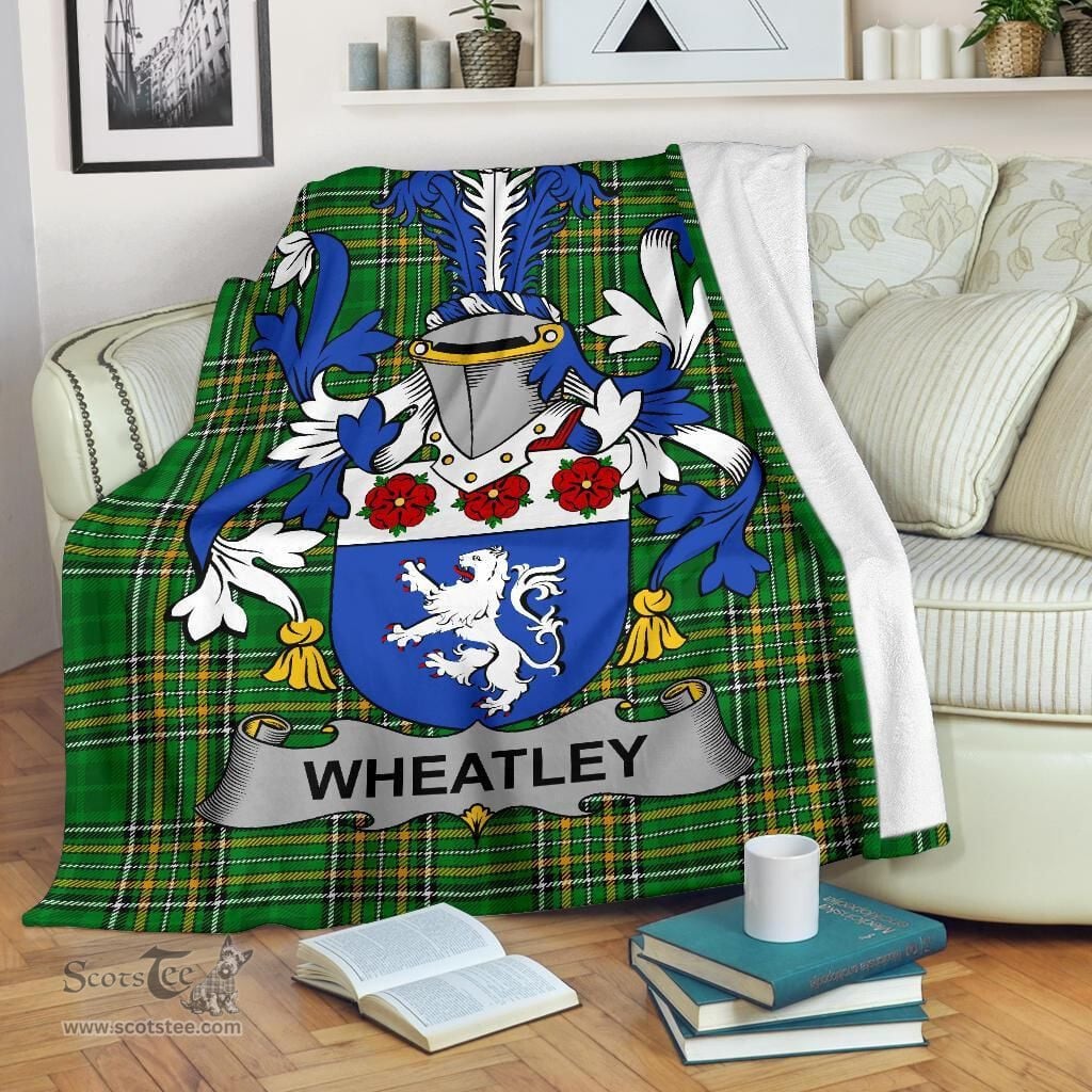 Scottish Wheatley Coat of Arms Family Crest Ireland Blanket Irish National Tartan Irish County Blanket