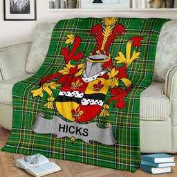 Scottish Hicks Coat of Arms Family Crest Ireland Blanket Irish National Tartan Irish County Blanket