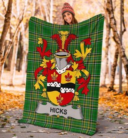 Scottish Hicks Coat of Arms Family Crest Ireland Blanket Irish National Tartan Irish County Blanket