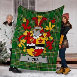 Scottish Hicks Coat of Arms Family Crest Ireland Blanket Irish National Tartan Irish County Blanket