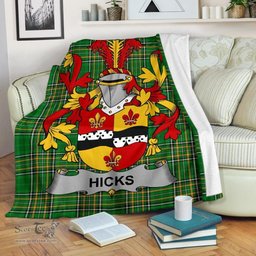 Scottish Hicks Coat of Arms Family Crest Ireland Blanket Irish National Tartan Irish County Blanket