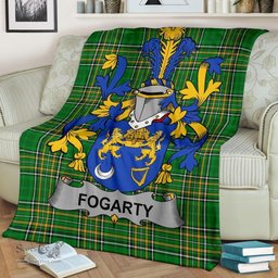 Scottish Fogarty or O'Fogarty Coat of Arms Family Crest Ireland Blanket Irish National Tartan Irish County Blanket
