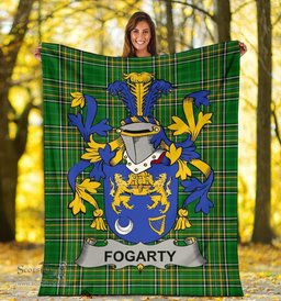 Scottish Fogarty or O'Fogarty Coat of Arms Family Crest Ireland Blanket Irish National Tartan Irish County Blanket