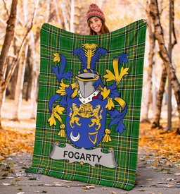Scottish Fogarty or O'Fogarty Coat of Arms Family Crest Ireland Blanket Irish National Tartan Irish County Blanket