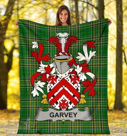 Scottish Garvey or O'Garvey Coat of Arms Family Crest Ireland Blanket Irish National Tartan Irish County Blanket