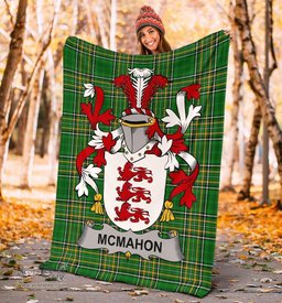 Scottish McMahon or McMahan Coat of Arms Family Crest Ireland Blanket Irish National Tartan Irish County Blanket