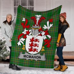 Scottish McMahon or McMahan Coat of Arms Family Crest Ireland Blanket Irish National Tartan Irish County Blanket