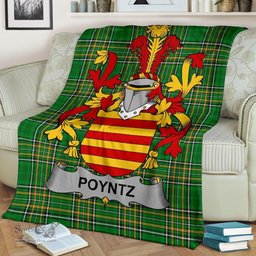 Scottish Poyntz Coat of Arms Family Crest Ireland Blanket Irish National Tartan Irish County Blanket