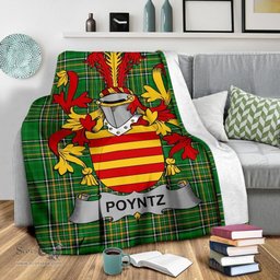 Scottish Poyntz Coat of Arms Family Crest Ireland Blanket Irish National Tartan Irish County Blanket