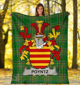 Scottish Poyntz Coat of Arms Family Crest Ireland Blanket Irish National Tartan Irish County Blanket