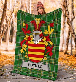 Scottish Poyntz Coat of Arms Family Crest Ireland Blanket Irish National Tartan Irish County Blanket