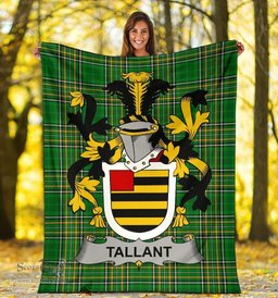 Scottish Tallant or Tallon Coat of Arms Family Crest Ireland Blanket Irish National Tartan Irish County Blanket