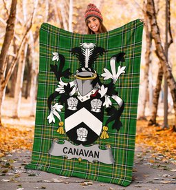 Scottish Canavan or O'Canavan Coat of Arms Family Crest Ireland Blanket Irish National Tartan Irish County Blanket
