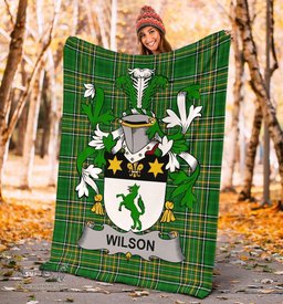 Scottish Wilson Coat of Arms Family Crest Ireland Blanket Irish National Tartan Irish County Blanket