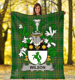 Scottish Wilson Coat of Arms Family Crest Ireland Blanket Irish National Tartan Irish County Blanket
