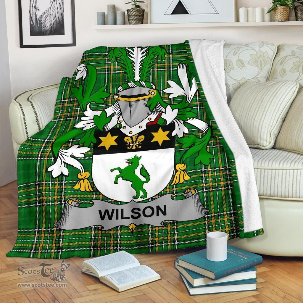 Scottish Wilson Coat of Arms Family Crest Ireland Blanket Irish National Tartan Irish County Blanket