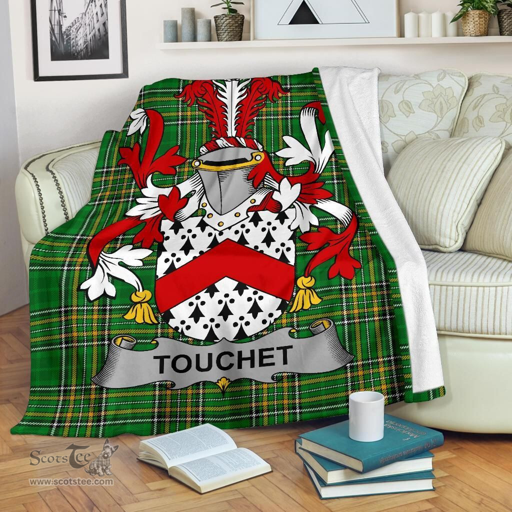 Scottish Touchet Coat of Arms Family Crest Ireland Blanket Irish National Tartan Irish County Blanket