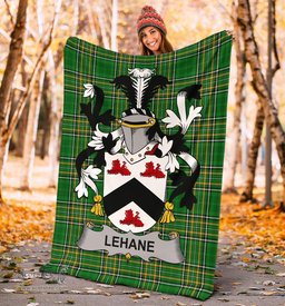 Scottish Lehane or O'Lehane Coat of Arms Family Crest Ireland Blanket Irish National Tartan Irish County Blanket