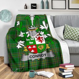Scottish Conroy or O'Conry Coat of Arms Family Crest Ireland Blanket Irish National Tartan Irish County Blanket