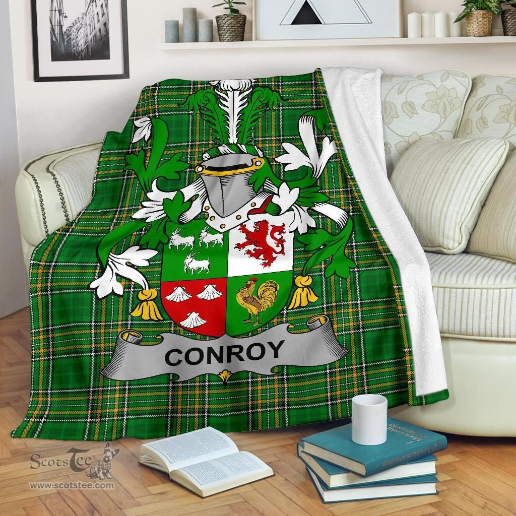Scottish Conroy or O'Conry Coat of Arms Family Crest Ireland Blanket Irish National Tartan Irish County Blanket