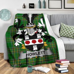 Scottish Howlett or Hewlett Coat of Arms Family Crest Ireland Blanket Irish National Tartan Irish County Blanket