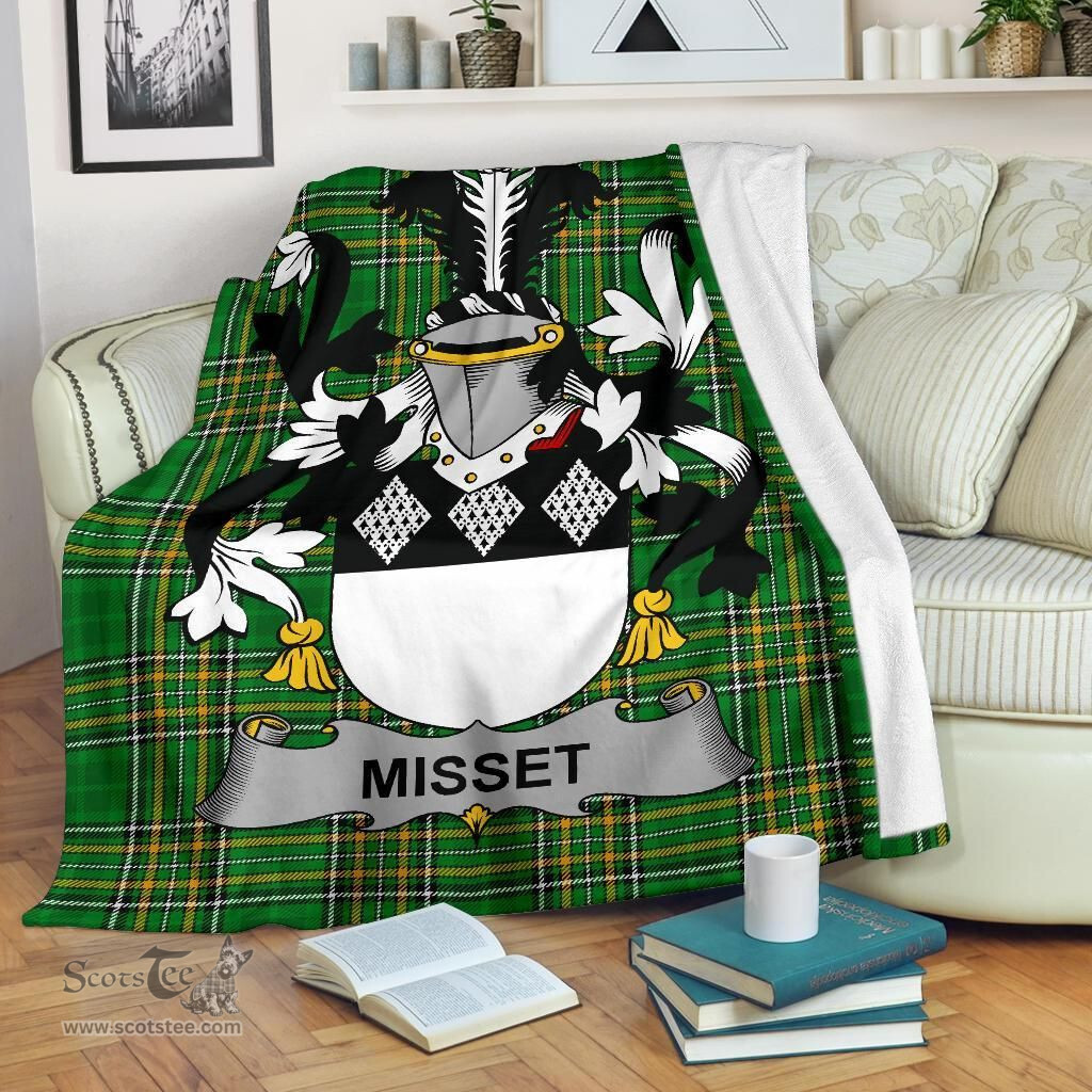 Scottish Misset Coat of Arms Family Crest Ireland Blanket Irish National Tartan Irish County Blanket
