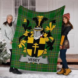 Scottish Vesey Coat of Arms Family Crest Ireland Blanket Irish National Tartan Irish County Blanket