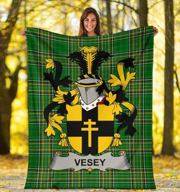 Scottish Vesey Coat of Arms Family Crest Ireland Blanket Irish National Tartan Irish County Blanket